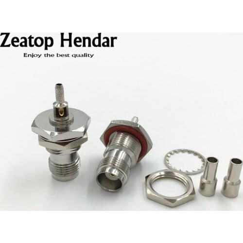 100Pcs Brass TNC Female Jack RF Electronics Wire Terminal Bulkhead Window Crimp Connector for RG174 RG316 LMR100 Coaxial Cable