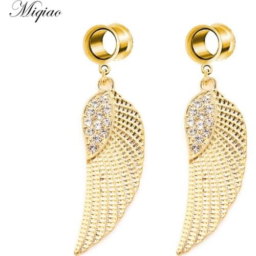 Miqiao 2pcs Hot Trend Stainless Steel Wings Double Horn Ear Expander Body Exquisite Piercing Jewelry