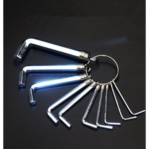 10pcs/set Hexagon Socket Key Set 1.5mm 2.0mm 2.5mm 3mm 3.5mm 4.0mm 5.0mm 6.0mm 8mm 10mm Hand Hardware Tool Carbon Steel Material