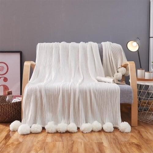 Blanket Blankets cotton knitted office nap blanket ball blanket light powder, dark powder, blue, green, white and gray