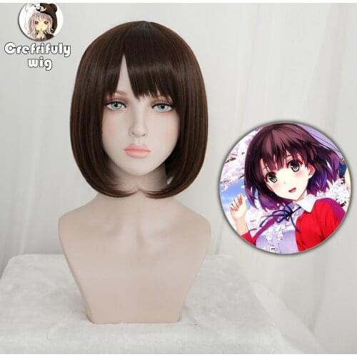 Anime Saenai heroine no sodate-kata Katou Megumi Chocolate Short Cosplay Wig Synthetic Hair Costume Wigs + Wig Cap