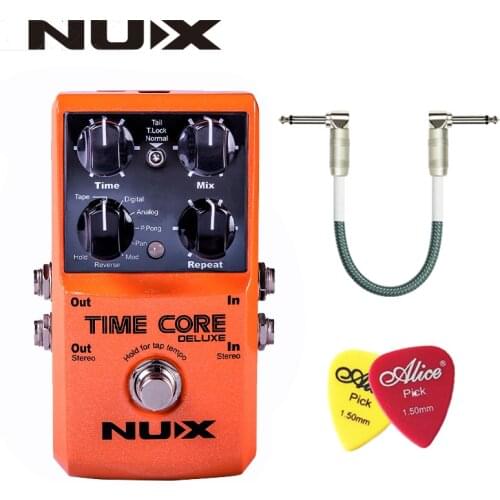 NUX Time Core Deluxe Delay Pedal Guitar Effect Pedal with Looper Tone lock True Bypass Upgrade mode With Pedal line and picks