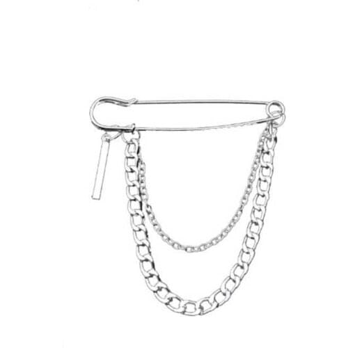 2020 Sale Kpop Statement Retro Punk Big Pins Cross Brooches Unisex Couple Chain Design Suit Accessory For Women Men Decoration