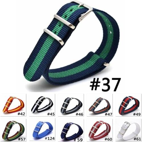 100Pcs Nato Strap 16mm 18mm 20mm 22mm 24mm Nylon Watchband for Nato Army Sport Woven Wristband Replacement DW Buckle Belt