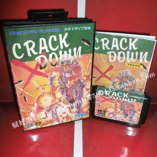 Sega MD game - Crack down with Box and Manual for 16 bit Sega MD game Cartridge Megadrive Genesis system