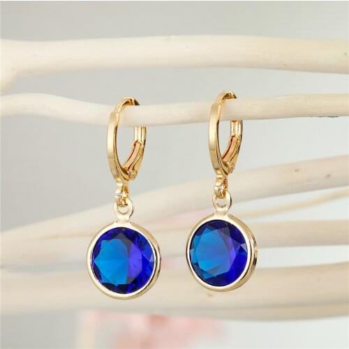 1Pair Simple Shiny Round Crystal Hoop Earrings For Women Elegant Fashion Colorful Store Pendant Small Ear Stud Wedding Jewelry