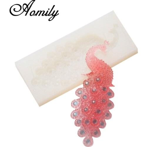 Aomily 3D Peacock DIY Cake Silicone Fondant Mold Mousse Brim Wedding Cake Decor Sugarcraft Icing Mat Pad Pastry Baking Mold