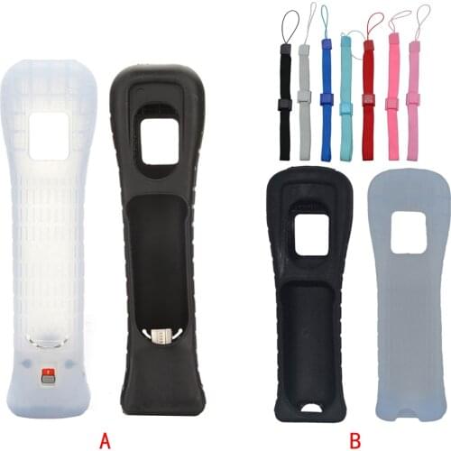 Silicone Case Cover Skin For Nintendo Wii Remote Contoller with 7pcs Adjustable Hand Wrist Strap for PS3 /Phone / Wii /PSV/3DS