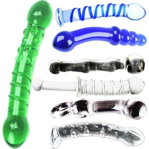 Glass anal plug Due Dong dildo crystal butt plug Erotic backyard solo Vagina masturbation sex toys for woman cock anus stopper