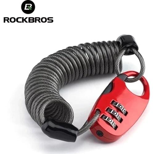 ROCKBROS Antivol Moto MTB Helmet Bike Lock 90cm Elastic Stretch Ultralight Flexible PVC Password Lock Bicycle Accessories