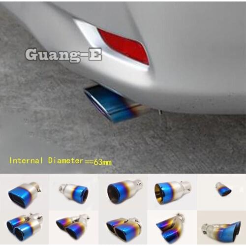 Internal Diameter=63mm/Blue Color/Universal Model/Straight Car Muffler Back End Pipe Dedicate Exhaust Tip Tail Outlet Vent 1pcs