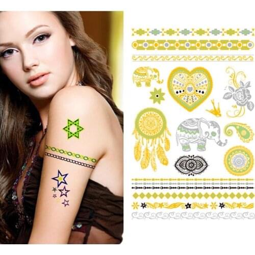 Wholesale New Waterproof Temporary tattoo Glow in Dark M-Y Stamping Body Tattoo Sticker Flash Luminous metal tattoo Decal 500pcs