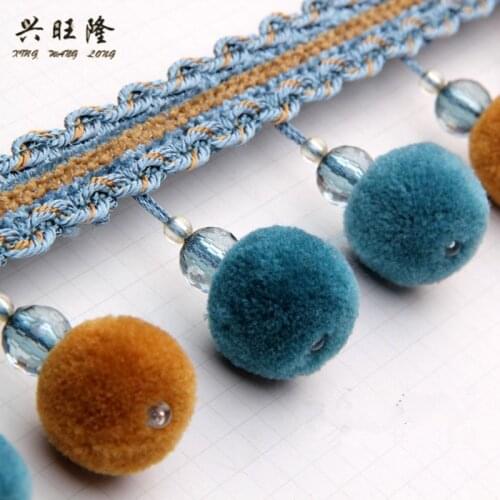 XWL 12M Pompon Curtain Lace Trims Tassel Fringe DIY Sewing Stage Sofa Lamp Decorative Pompons Lace Ribbon Curtain Accessories
