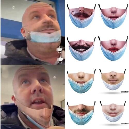 HOT Creativity Fun Adult Face-masks Halloween Cospaly Womens Men Unisex Masque Spoof Funny Washable Breathable Protection Mask