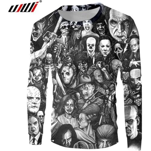 UJWI 3D Print Clown joker Hoodies Women/ Men Hiphop Long Sleeve 0-Neck Pullover Jumpers Plus Size 5xl Harajuku Black Sweatshirt