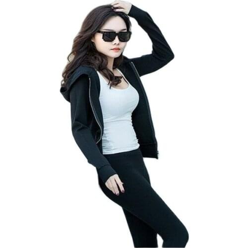 Spring / Fall /2021Roman cloth Fabric Track suits Women Track Suit Hoodies And Pants black XL
