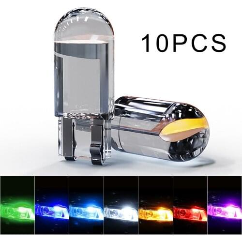 10Pcs T10 12V LED Car Light Bulb COB 6000K W5W DRL Bulb Automobiles License Plate Lamp Sidelight Dome Read Light Auto Accessory