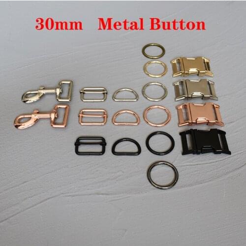 30mm 50 Pieces Metal Slides Tri-Glides Release D Ring Snap Hook Roller Buckles Strap Slider Adjuster Buckles DIY Accessories