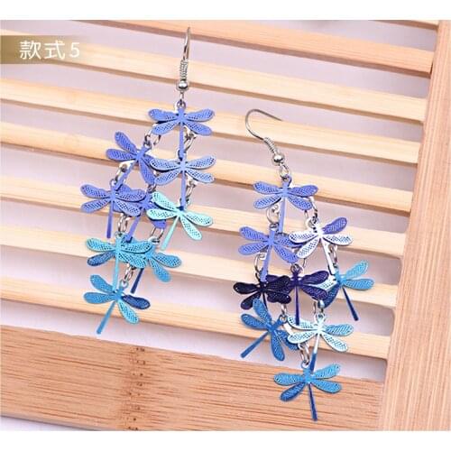 4 colors multicolor Bohemia Pendientes Jewelry Bijoux copper dragonfly charm earrings Femme Drop Earrings For Women