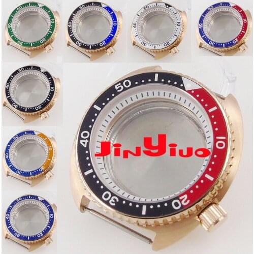 45mm Automatic Rose Gold Coated Watch Case fit NH35A Movement Sapphire Glass Screwdown Crown White Chapter Ring