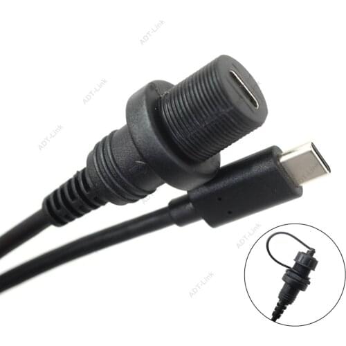 480Mbps USB 2.0 Type-C IP67 Waterproof Cable USB3.1 type c Male to Female AUX Flush Panel Mount Extension Dustproof cable 1m 3FT