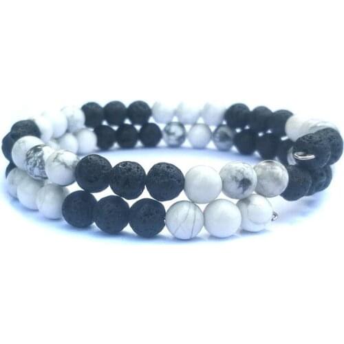 ASHMITA 2019 Wear Wire Lover Friendship 6mm Big 3 White Pine Volcanic Stone Black And Energy Health Bracelet