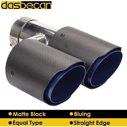 Dasbecan Equal Matte Bluing 3K Carbon Fiber Exhaust Pipe Car Dual Mufflers Exhaust Tips for AK Stainless Steel End Tip Universal