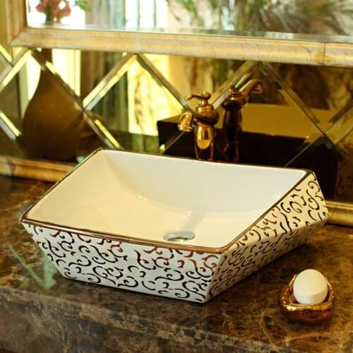 Porcelain Cloakroom Wash Basin Lavabo Counter top Sink Vessel Bathroom Art Wash Sink bathroom sinks mosaic mini vessel sinks