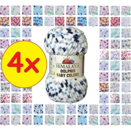 Himalaya Dolphin Baby Colors 4 LOT/BALLS Free Shipping! Bulky Crochet Knitting Yarn 100g Chenille Colorful Multicolor Velvet DIY