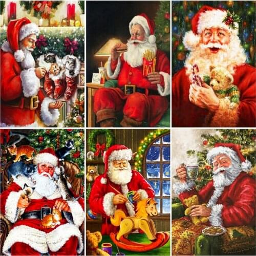HUACAN DIY Diamond Painting Santa Claus 5D Diamond Embroidery Cross Stitch Christmas Mosaic Rhinestone Home Decoration