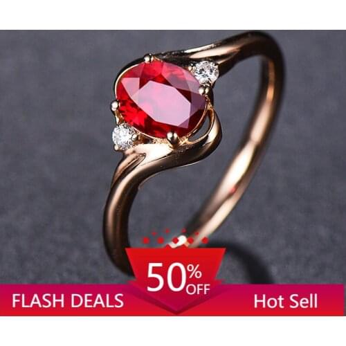 Rings for Women Red Corundum Ring Female Live Mouth Rose Gold Plated Light Luxury Jewelry Anillos