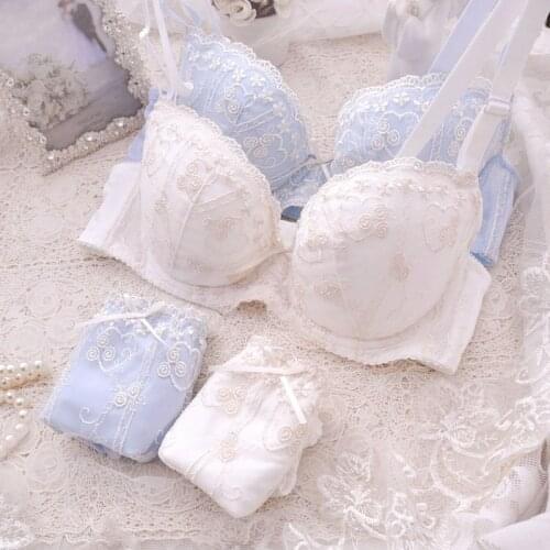 Sexy Women Girls Bra Set Underpants Underwear Lace Embroidery Women Bralette Briefs Two Piece Sets Bra Briefs Set Large size