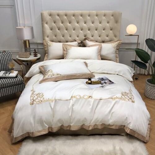 New 600TC egyptian cotton Bedding sets Queen King size Classical Embroidery Bed Duvet cover Bed sheets linen set bed set