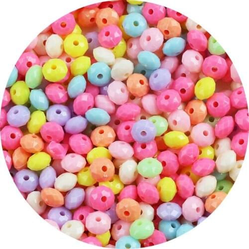 Rondelle Acrylic Beads Loose Spacer Beads for Needlework Jewelry Making Handmade DIY Bracelet Accessories 8x8x6mm 100pcs/lot