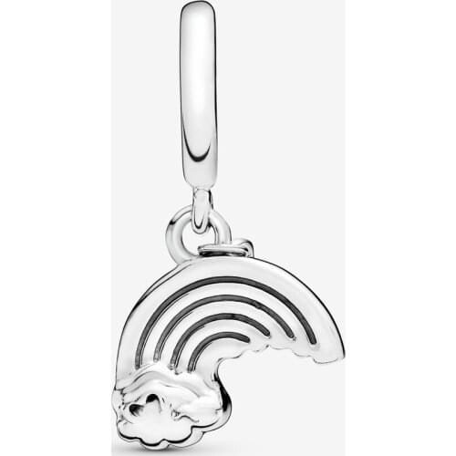 Classic 100% 925 Sterling Silver Beads Rainbow & Cloud Dangle Charms Pendant fit Original Pandora Bracelets Women DIY Jewelry