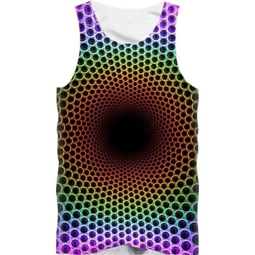 Fashion Sexy Tank Tops Men Sleeveless Vest Anime Colorful Cellular Swirl 3D Print Fitness Tank Top Bodybuilding Tanktop