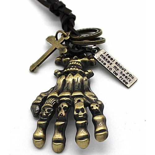 Xiong Designer The Dead Walking Necklaces Pendants Hand Bone Skull Gift Necklace For Men Man Jewelry