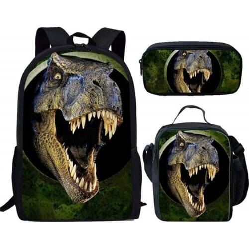 3D Dinosaur School Bags Set Cool Animal Print Backpack For Girls Boys Satchels Kids Bag Cartoon Bookbags Customized Adorable