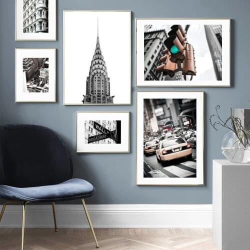 Wall Art Canvas Painting New York Taxi Time Square Building Nordic Posters And Prints Wall Pictures For Living Room Home Decor