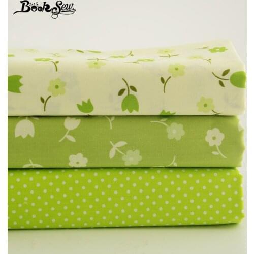 Booksew 100% Cotton Twill Fabric 3 Pcs Dense and Soft Cutting Piece Green Bundle for Dolls DIY Art Work Tecidos Sewing Toy