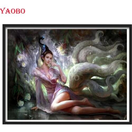 New Diamond Embroidery Cartoon Nine Tailed Fox Fairy Diamond Mosaic Rhinestone Handicraft Diy Diamond Painting Cross Stitch kit