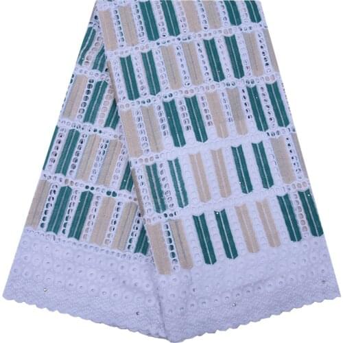 Latest African Swiss Voile Lace In Switzerland Miminal Holes Nigerian 100% Cotton Tulle Lace Fabric With Stone For Sewing F1773