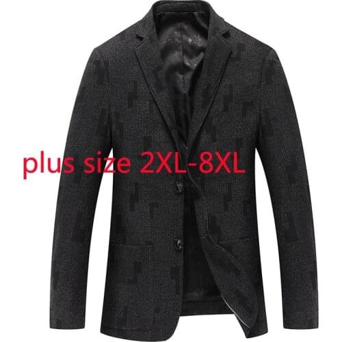 New Arrival Autumn And Winter Men Suit Casual Super Large Fashion Printing Stretch Trend Blazers Plus Size 2XL3XL4XL5XL6XL7XL8XL