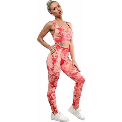 New Fast Drying Tie Dyeing Seamless Yoga Set Gym Clothing Push Up Sports Bra High Waist Running Leggings Womens Tracksuit