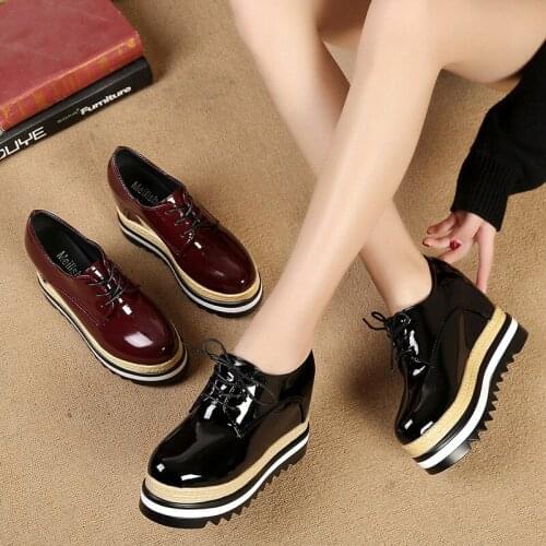 OLOMM platform shoes female 2019 autumn new thick bottom heightening belt shoes fashion wild single shoes LL-116