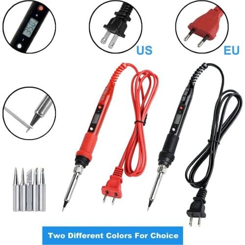 80w Soldering Iron Digital LCD Electric Soldering Tool Manual Solder Wire Tweezers