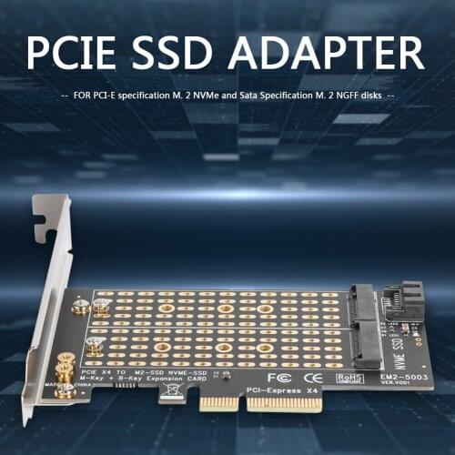 M.2 NVME to PCIE Adapter Module Board M+B Key NGFF SSD to PCI-E 3.0 X4 SATA Expansion Card