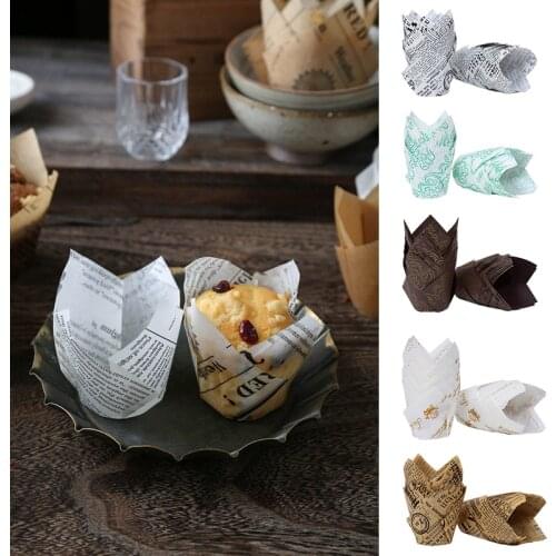 50pcs Tulip Cupcake Liner Baking Cup Oilproof Paper Tray Muffin Cup For Wedding Birthday Party Decor Cake Bakeware Pastry Tools