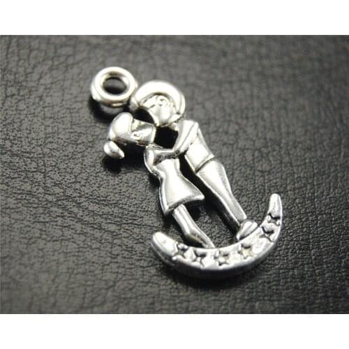 20pcs Silver Color lovers Charm Pendant DIY Necklace Bracelet Bangle Findings 28X15mm A1811