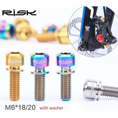 RISK 4pcs/set M6*18 / 20 mm Titanium Alloy MTB Road Bicycle Hydraulic Disc Brake fixed bolts Bike Crankset Fixed Screw